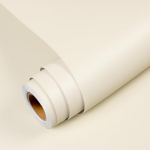 YENHOME Carta da Parati Adesiva Muro Beige Moderna 40x300cm Carta da Contatto Colore Beige Opaca per Camera Da Letto Lavanderia Pellicola Adesive per Mobili Armadio Cucina Porta Impermeabile