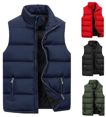 Chaleco Plumas Hombre Acolchados Invierno Chalequillo Caballero Gilet Acolchado Chaleco Plumon Guateado Abrigo Sin Mangas Hombre Talla Trabajo Grande (A-Red, XXXXXXL)
