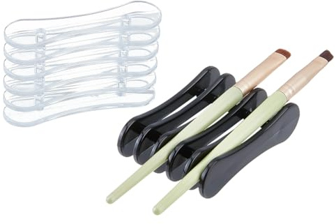 GORGECRAFT 2 Supporto per Pennelli per Unghie in Plastica Nera Trasparente per Nail Art Smalto Penna Organizer Supporto per Contenere 5 pennelli Separati Matite per Manicure e Intaglio.