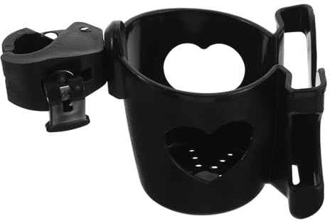 GARVALON Soporte para Portavasos y Móvil con Base Antideslizante Ajustable para Sillas de Ruedas Cochecitos y Bicicletas Capacidad Amplia para Bebidas Variadas Color Negro