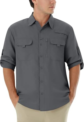 Camisa Hombre Outdoor UPF 50+ Manga Larga Protección Solar Viaje Casual