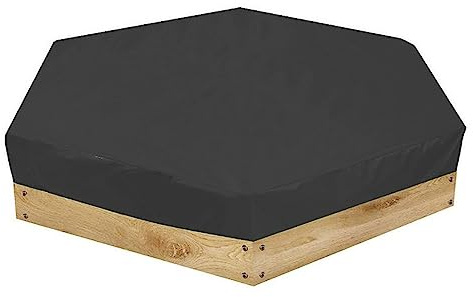CHEOTIME Housse de bac à Sable hexagonale imperméable avec Cordon de Serrage, en Polyester, pour Jouets de Sable et Jardin extérieur. (Black)