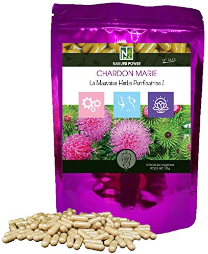 NAKURU | Chardon Marie | Gamme Power | Fabriqué en France | La Mauvaise Herbe Purificatrice! | (500 Gélules de 390mg / Poids Net: 195g)