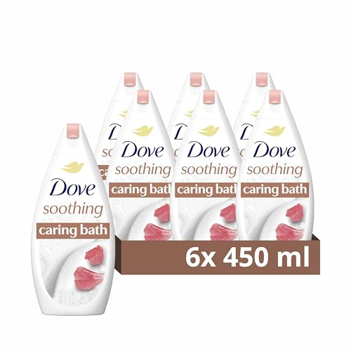 Dove Soothing Caring Bath Bath Soak with ¼ moisturising Cream, Almond Cream & Hibiscus for an Indulgent Bubble Bath 6X 450 ml
