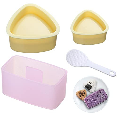 LIUCONGBD 3 Stück Onigiri Form mit Reislöffel, Dreieckige Antihaft-Reiskugel-Sushi-Maker, Mold Sushi Form Mold Set für Küche Backen DIY Zuhause, Rollen, Sushi-Teller, Reisrolle, Werkzeug
