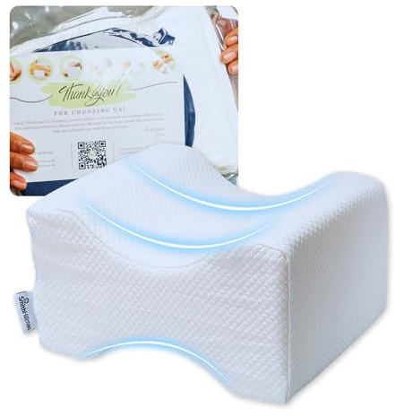 Smith Hillman Knee Pillow for Side Sleepers | Memory Foam Leg Alignment Pillow for Hip Pain Relief, Sciatica & Back Pain | Orthopedic Knee Support Cushion for Sleeping