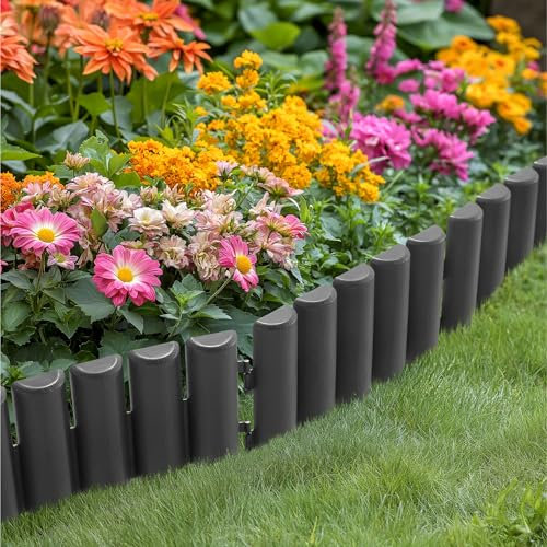 Navaris Bordure Jardin Exterieur - 10x Bordure de Jardin Plastique Aspect Bois - Barriere Separateur pour Delimitation Chemin Jardin Jardiniere Pelouse Potager