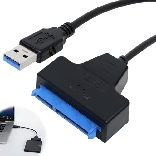 Greacesrio Adattatore da USB 3.0 a SATA con Alimentatore da 12V 2A DC per SSD e HDD, Cavo da USB a SATA, Adattatore per Hard Disk da 2,5 (6,35 cm) o 3,5 (8,89 cm)