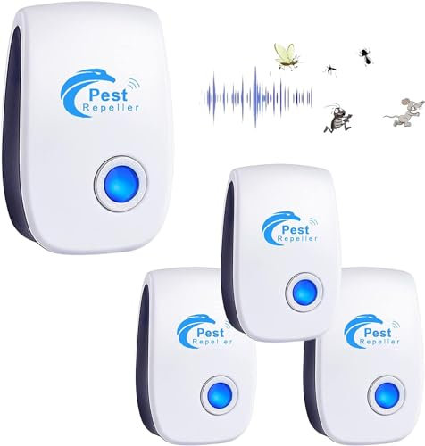 Ultraschall Schädlingsbekämpfer, 4 Pack Elektronische Insektenschutzmittel, Innenräumen Pest Repeller und Ultraschall Abwehr Schädlingsfallen für Mücken,Mäuse,Spinnen,Kakerlaken,Insekten