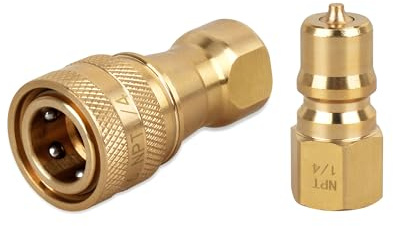 1/4 Brass Quick Disconnect Coupler Valve for Mytee Carpet Extractor fits Carpet Cleaning Wand Truckmount NPT Quick Connector Plug Nipples，Leak-Proof for Professional Cleaning （1 Pcak） ﻿﻿