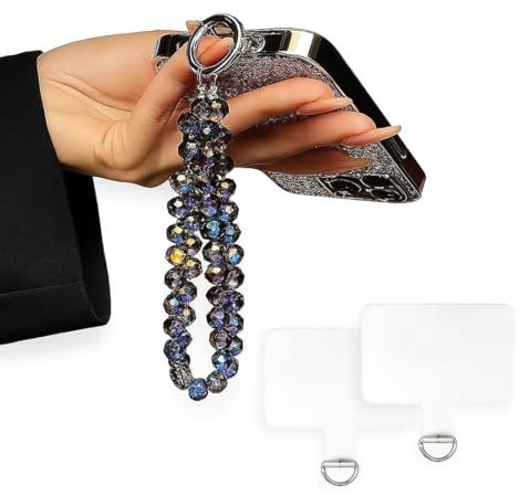 ZUWIJEQ Colgante para Movil Cadena de Cristal para Móvil Pulseras de Abalorios Cordon Movil Teléfono Móvil Cordón Cadena de Teléfono Móvil para Teléfono para La Mayoría de Los Smartphones