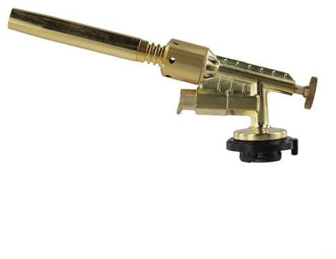 Torcia portatile a butano che produce fiamma ad alta temperatura per cucinare, saldare e progetti fai da te, con accensione elettronica e controllo della fiamma regolabile