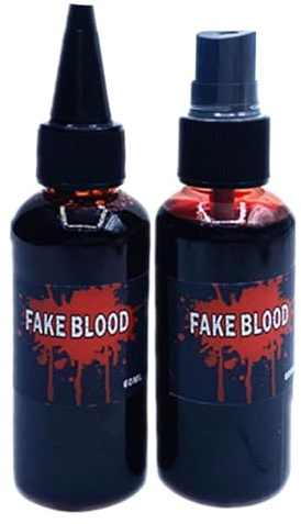 Juego de maquillaje de sangre artificial, 2 unidades, 60 ml, sangre teatral, realista, para cosplay, accesorios seguros para fiestas de miedo, sala de escape, cortometraje, mascarada