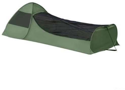 Bulevisiter Tenda per sacco a pelo con rete a rete per campeggio, design portatile, 34 x 34 x 3 cm, riparo leggero per escursioni, viaggi e avventure zaino in spalla (verde)