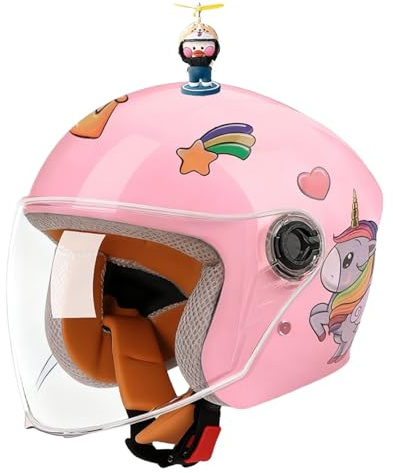 Casque De Moto Jet pour Enfants, Homologué ECE 22.06, avec Visière Solaire, pour Garçons Et Filles De 3 À 12 Ans C,48-54cm