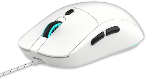 ERYUE Optiska Trådbundna Möss Justerbar Känslighet Ergonomisk Design LED-lampor Datormöss för Spel med 6 Knappar (Vit)