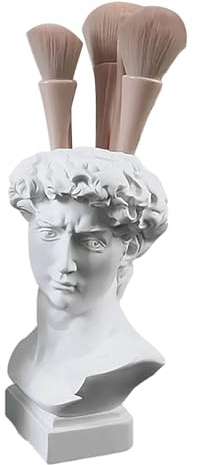Estatua Griega De David - Busto Romano Clásico De Resina, Macetero De Escultura De 0,3 Kg | Contenedor Artístico De Flores De Resina, Jarrón Decorativo Portátil Para Suculentas, Pinceles De Maquillaje
