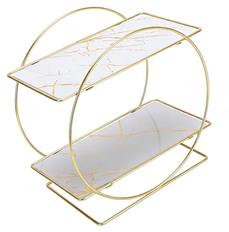 Cocoarm Organizador de Mostrador de Baño, Estante de 2 Niveles, Almacenamiento de Hierro para Cosméticos y Productos para el Cuidado de la Piel (White)