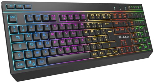 The G-Lab - KEYZ Tungsten EX - Tastiera Gaming Membrane Silenziosa - AZERTY FR - Tripla modalità (2.4GHz, BT, cablata) - RGB e Macro Personalizzabili - Software dedicato - Tastiera Gamer PC/PS4/PS5