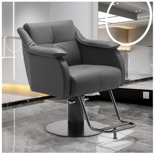 Justerbar frisörstol för män och kvinnor vintage retro frisyrstol grå fuskläder salong möbler professionell frisörstol & snygg design