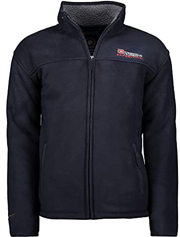 Geographical Norway ULMAIRE - Chaqueta de forro polar para hombre, forro polar cálido, forro de peluche, talla S-XXXL azul marino L