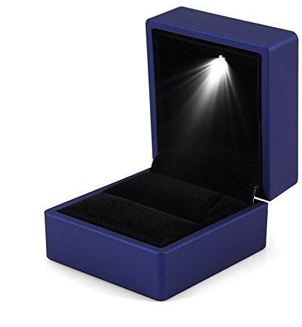 Snygg LED-belysning ringlåda förvaringsfodral hållare blå