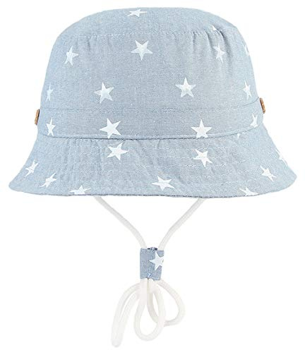 Cloud Kids Chapeau Bob Bébé Enfant Chapeau de Soleil Unisexe en Coton Pliable Protection Anti-UV Solaire Plage Été Voyage (Bleu Clair, 54CM pour 4-6 Ans)