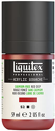 Liquitex 2059895 Professional Acryl Gouache - Kadmiumfrei Rot Dunkel , 59ml Flasche, matt - Acrylfarbe mit Gouache Eigenschaften, Hochdeckend, Wasserfest & Lichtecht