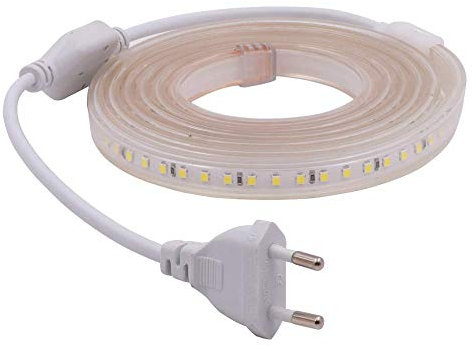 XUNATA 1m 220V Tiras LED, SMD 2835 120LEDs/m, IP67 Impermeable, Escalera de Techo Blancas Tira de LED Cocina Cable Luces LED Blanco frio