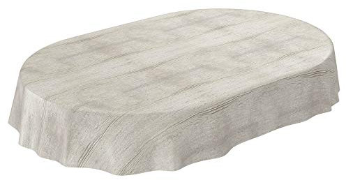 ANRO Wachstuch Tischdecke abwaschbar Wachstuchtischdecke Wachstischdecke Holz Grau Oval 180x140cm
