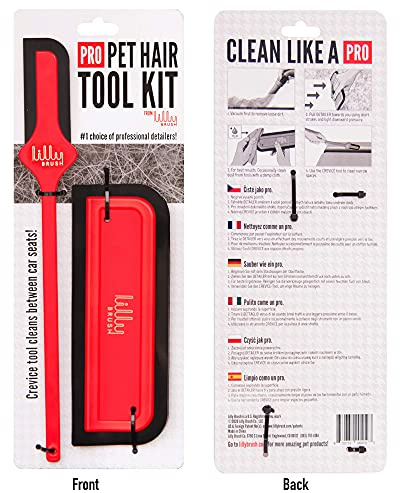 Lilly Brush Pro Kit d'outils pour poils d'animaux | Épilateur de poils d'animaux pour canapé, tapis de voiture, siège de voiture, kit de détails intérieurs de voiture, outil d'épilation de chat et de