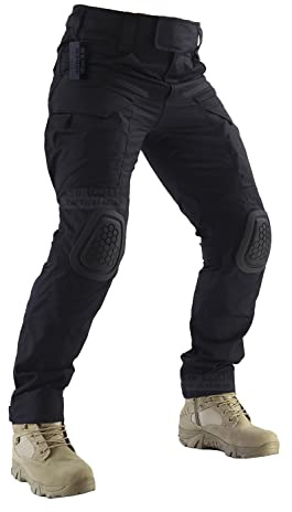 ZAPT Combat Pants Herren Airsoft Paintball Taktische Hose mit Knieschützern Jagd Camouflage Militärhose, schwarz, Groß