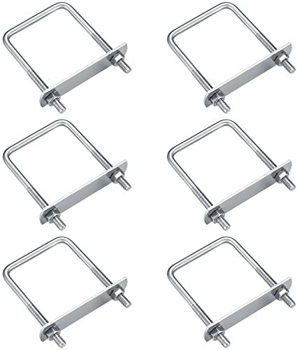 6 Pièces Boulons en U, M6 U-Bolts, Boulons de U en Acier Inoxydable avec Écrou Plaques Rondelle, Boulons de Serrage Fixation pour Fixation Tuyaus (Angle droit 80x50mm)