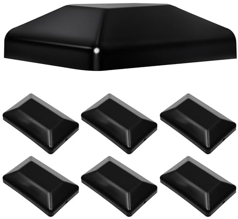 TonGass (6-Pack, Black) 4x6 (3 5/8x 5 5/8) Wood Fence Post Caps, Wooden Fence Deck Post Covers, Durable Plastic Water-Proof and UV-Proof, Protect Wooden Poles from Cracking and Rotting