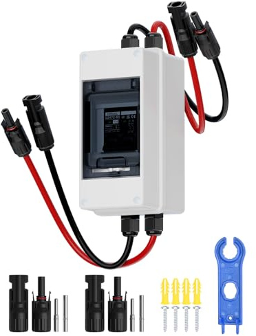 DIHOOL 40A 1000V Solar DC Isolator Switch Circuit Breaker, IP65 Waterproof with Extension Cable, Battery Disconnect Cut Off Switch for Solar Arrays