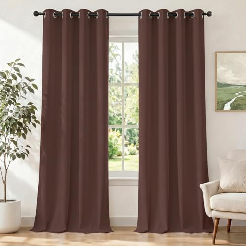 Ystyle Tende Oscuranti per Interni 2 Pezzi, 140x260 cm, Tende Camera da Letto Moderna con Anelli, Tenda Termica Isolante Freddo e Caldo Morbido Idrorepellente, per Soggiorno Cameretta, Grigio Rosa