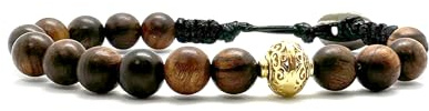 Samsara Bracciale Tibetano Buddista Regolabile Uomo Donna, Perline in Legno Agarwood Naturale con Mantra, Cordino in Cotone Cerato Resistente, Stile Shamballa Artigianale, Idea Regalo