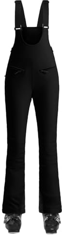 GSOU SNOW Womens Ski Bibs Snow Pants Snowboard Slim Overalls Insulated Waterproof Windproof Warm Winter Black