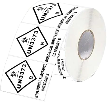 UN3373 Lot de 250 étiquettes autocollantes pour substances biologiques de catégorie B 5,1 x 7,9 cm - UN3373 - Étiquettes d'avertissement d'expédition