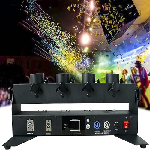 Lanzador de Confeti Máquina Serpentina de Confeti eléctrica 4 Disparos Confeti de Fiesta Multicolor para Bodas, cumpleaños y Celebraciones de Fiestas