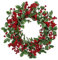 Hollyone Ghirlanda natalizia da 45,7 cm, per porta d'ingresso, con grappoli di bacche e foglie di agrifoglio, decorazione per Natale, Ringraziamento, inverno, festività