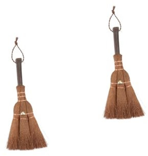 MAGICLULU 2pcs Small Palm Broom Natural Household Sweeping Accessory Mini Shape Broom for Delicate Corner Cleaning for Straw Brush and Hard Bristle Brush Tasks