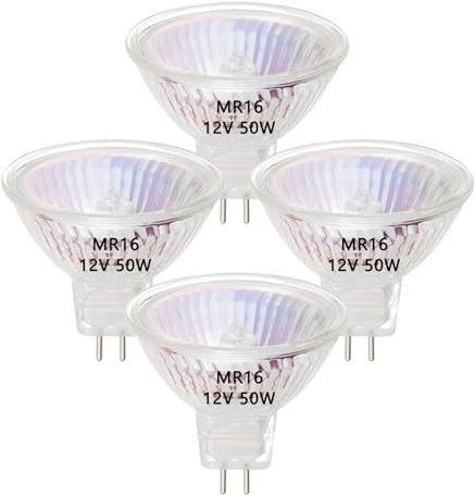 VINBE MR16 Lampadina alogena 50 W 12 V MR16 GU5.3 Faretto alogeno, bianco caldo, 4 pz