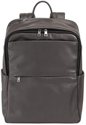 DUDU Damen- und Herren-Lederrucksack für PCs bis zu 15,6“ MacBook 16 Zoll, Reiserucksack 20 Liter, eleganter Multifach-Rucksack für Arbeit und Büro Anthrazit