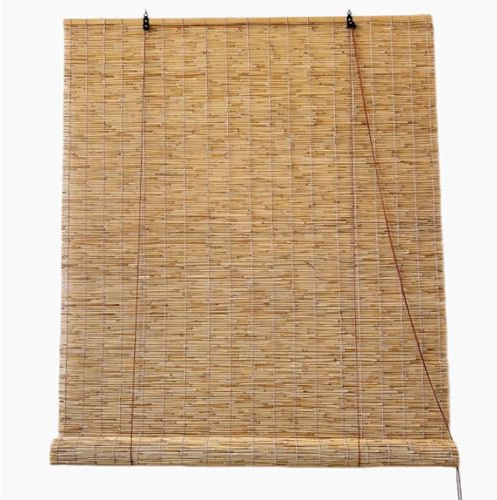 Geovne Store en Bambou Naturel,Stores Enrouleurs Filtrant la Lumière pour Intérieur/Extérieur,Rideau de Roseau Isolants Thermiques,Store Venitien Bois avec Releveur (140x180cm/55x71in)