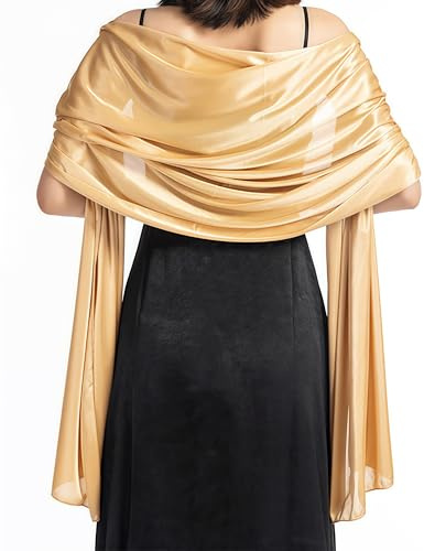 Bufanda Mujer Chales y envolturas Pañuelo Seda Mantón Moda Chal Estolas Silk Scarf Women Orange Shawl Stain Neckerchief Head Wrap Thin Beach Scarf Vintage Bridal Shawl Chiffon (dorado)