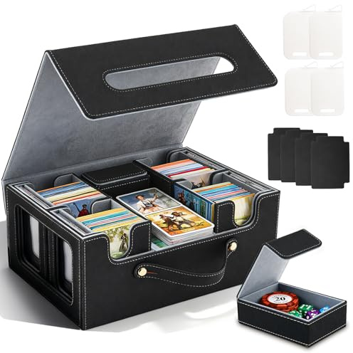Eirolace Boîte De Rangement Pour Cartes,Avec Présentoir Pour Commandant,Avec Compartiment À Dés,Boîte De Rangement Pour Cartes Mtg/Ptcg/Yugioh/Tcg, Contient 600 Pochettes Double Face Pour Cartes