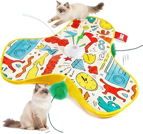 AHYDFSR Juguetes para Gatos, 2026 Nuevo Juguete Interactivo para Gatos, Juguetes Gatos Recargable USB con 3 Modos Móviles Plumas, Juguete Eléctrico de Inteligencia para Gatos