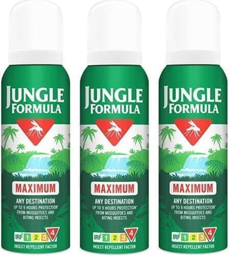 Jungle Formula Maximum Insect Repellent Spray, Up to 10 Hours Protection Against Mosquitoes, Midges & Biting Insects, 125ml (Pack of 3)