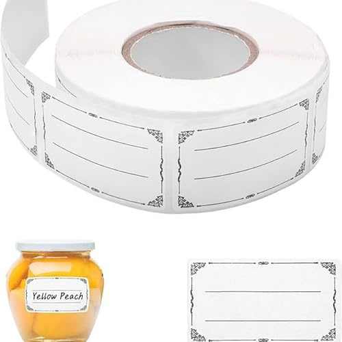 Hontaog 600 Étiquettes Autocollantes Congélateur 50 × 30 mm, Étiquettes Alimentaires Résistantes à l’Eau et à l’Huile, Étiquettes pour Bocaux, Bouteilles et Récipients, Organisation Cuisine Meal Prep